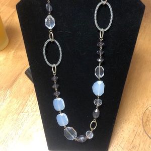 Vintage necklace crystal & silver ring accent  38